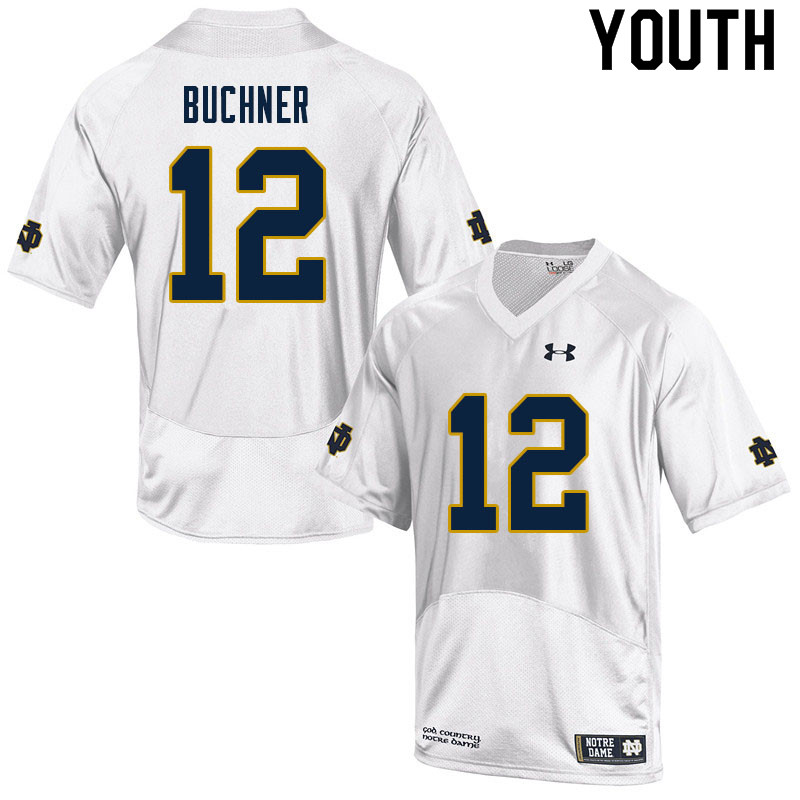 Youth NCAA Notre Dame Fighting Irish #12 Tyler Buchner Stitched College Under Armour Authentic White Football Jersey UT10P22CE